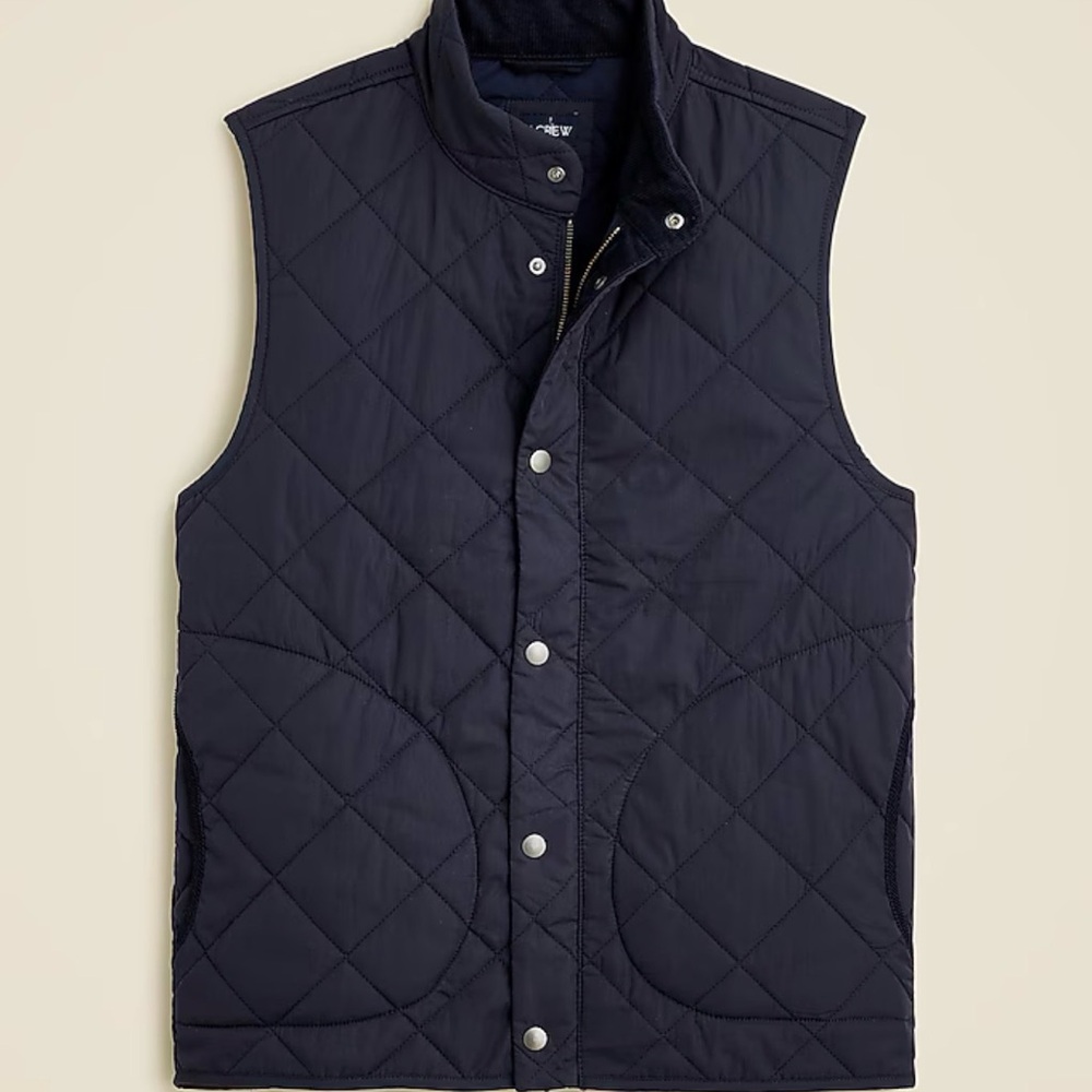 J. Crew Men's Dark Blue Sussex Quilted Vest - Size Large